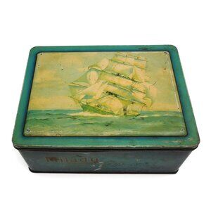 Milady Toffee Of Quality Tin Box Nautical Ship Design England Vintage